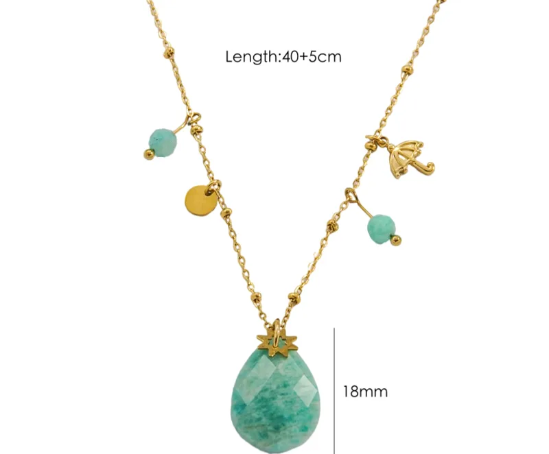 Collier pierre Amazonite en acier inoxydable