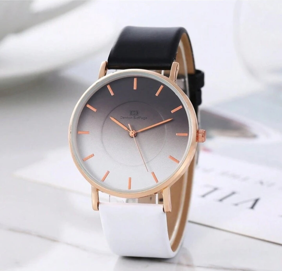 Montre bicolore pour femme noir et blanc